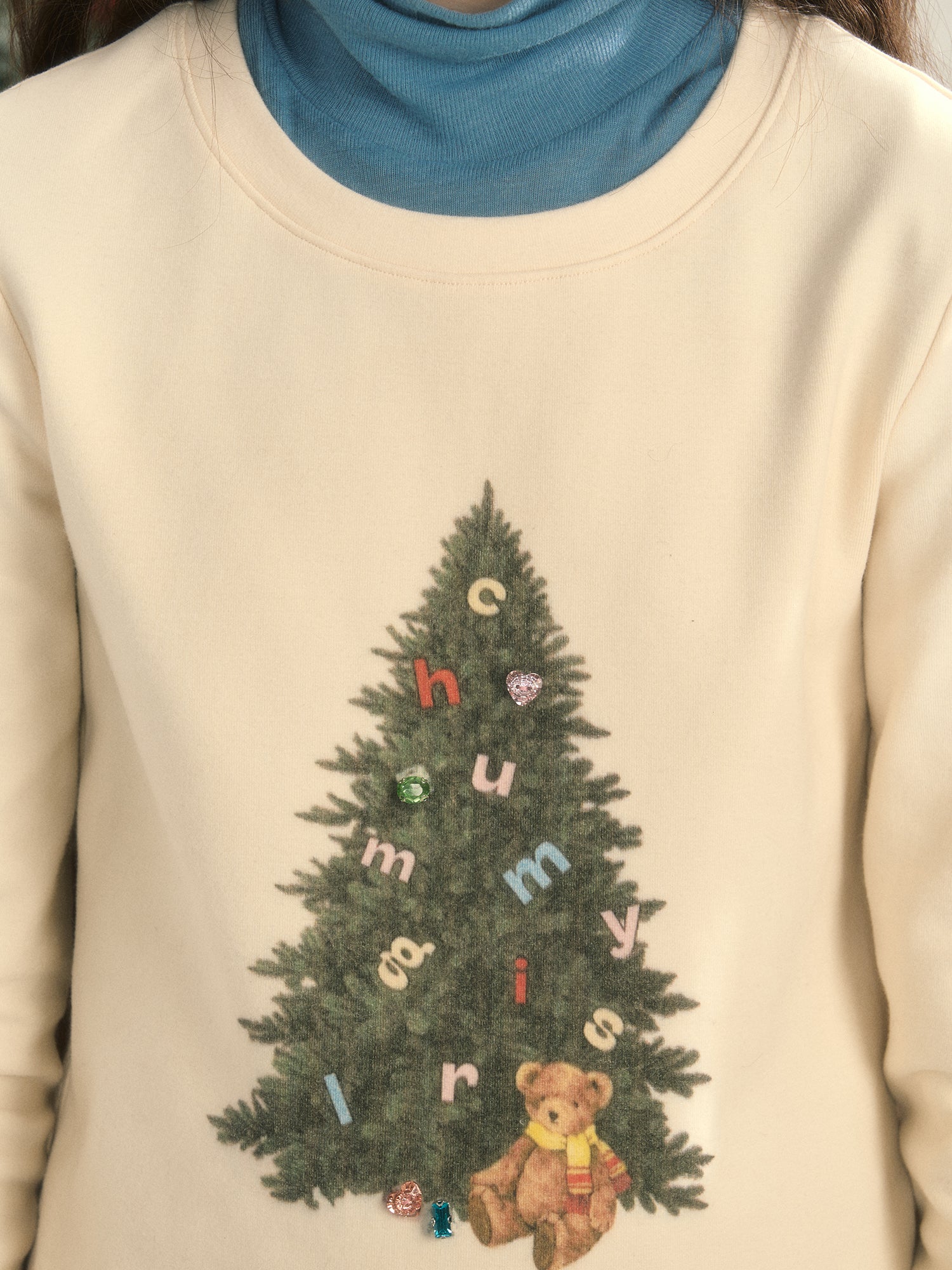 Slim Winter Christmas Round-Neck Simple Cutsew