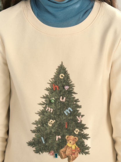 Slim Winter Christmas Round-Neck Simple Cutsew