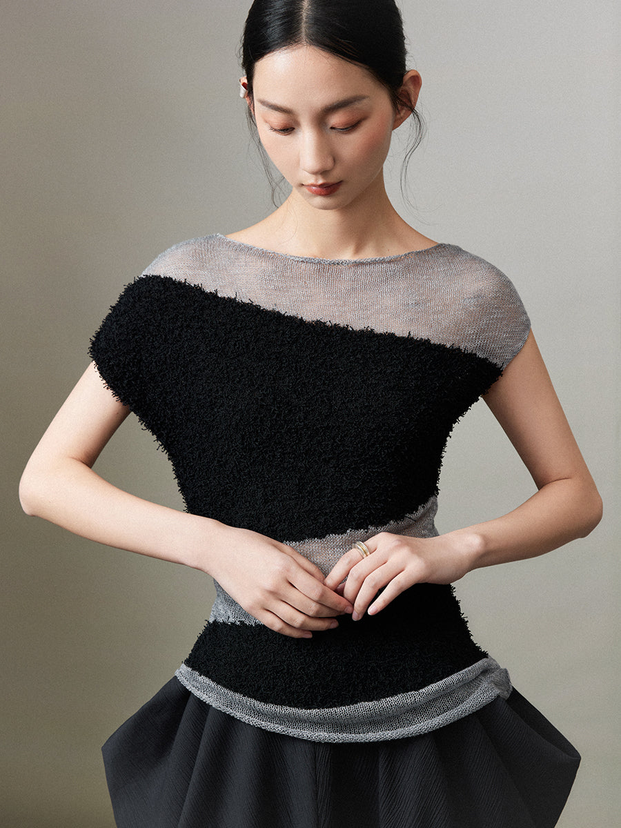 Mesh Sheer Nichi Asymmetry Summer-Knit