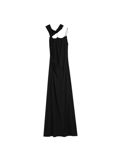 Nichi Drape Long Asymmetri Enge elegante einteilige Teile