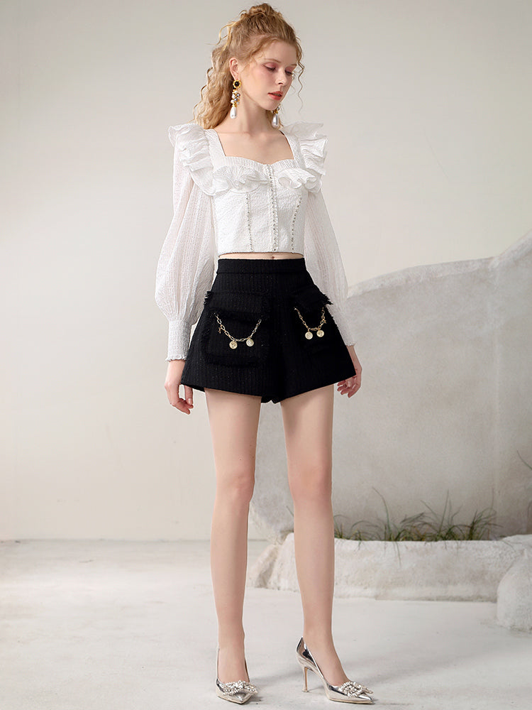 Plain Flare Chain Coin Short-Pants