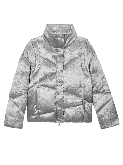 Metallic Nichi Bold Stand-Colar Down-Jacket