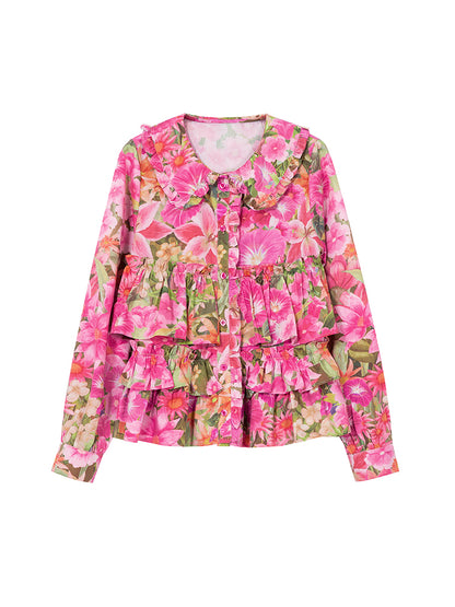 Flower Vivid Gorgeous Tiered Frill Shirt