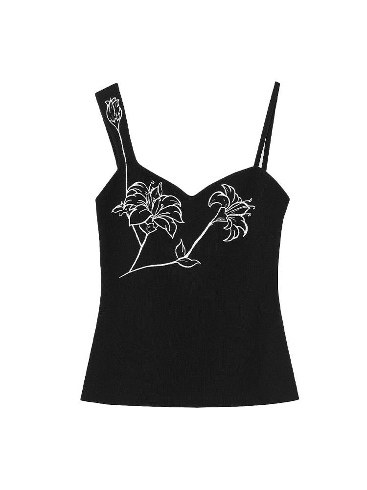 Embroidery Rose Monotone Chic Innner Camisole