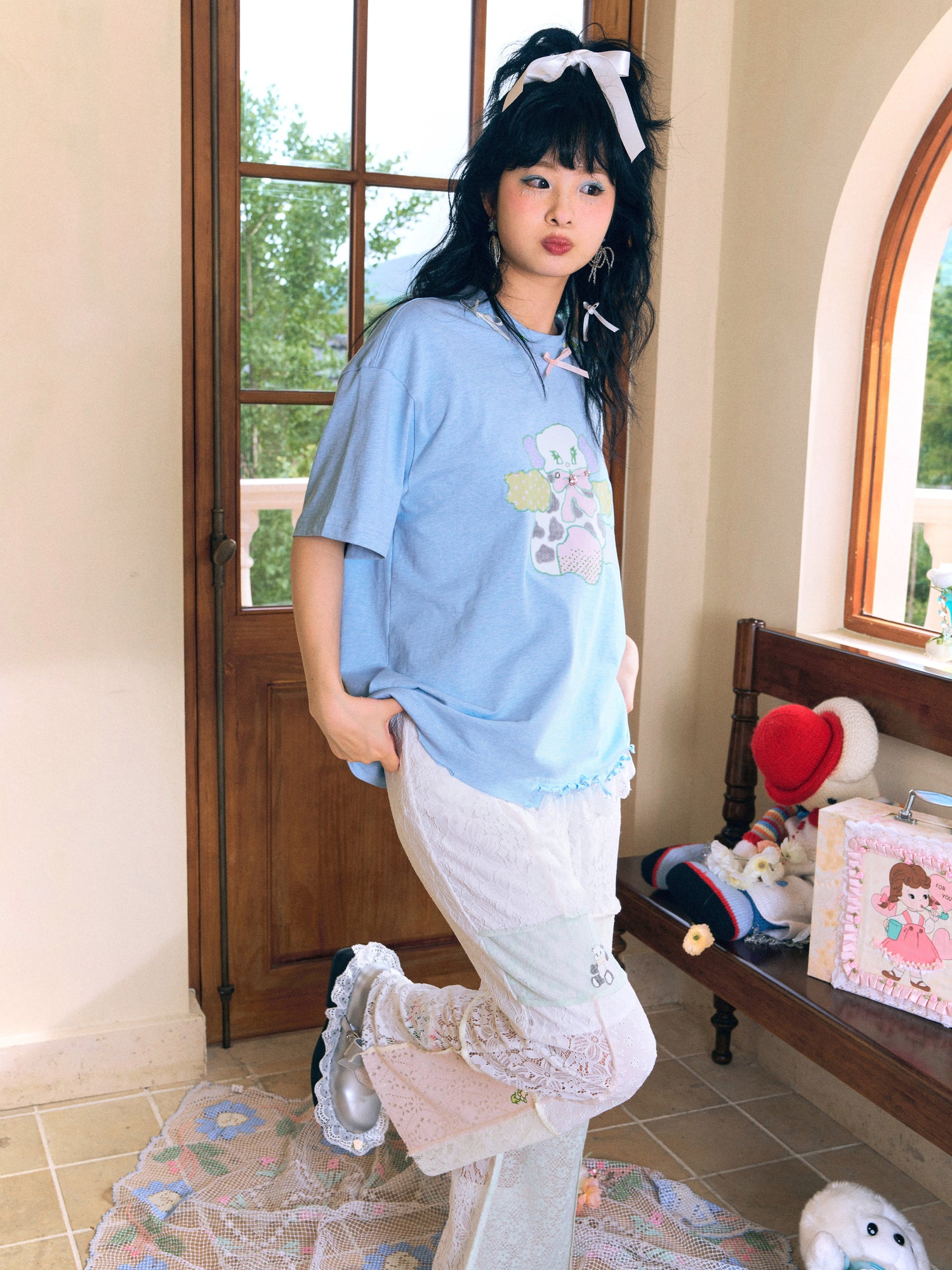 Character Ribbon Oversize T-Shirt