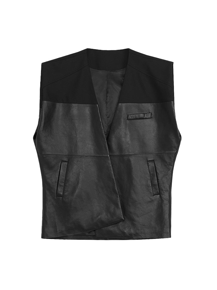 Leather Oversize Cool Handsome Gilet