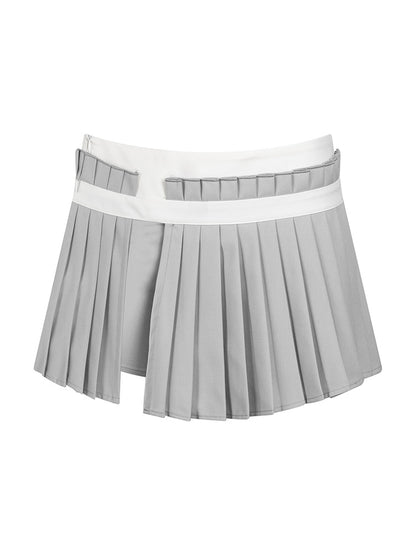 Pleats Wrap Plain Casual Mini Culottes