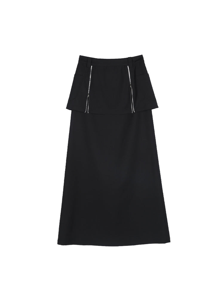 Zip Layrerd Nichi Chic Nichi Long-Skirt