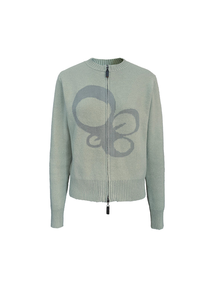 Double-Zip Crew-Neck Fastener Modern Chic Knit