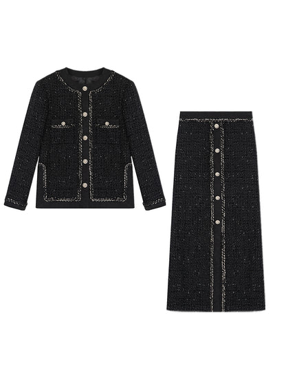 Suite en tweed Configuration de la veste féminine et de la jupe longue