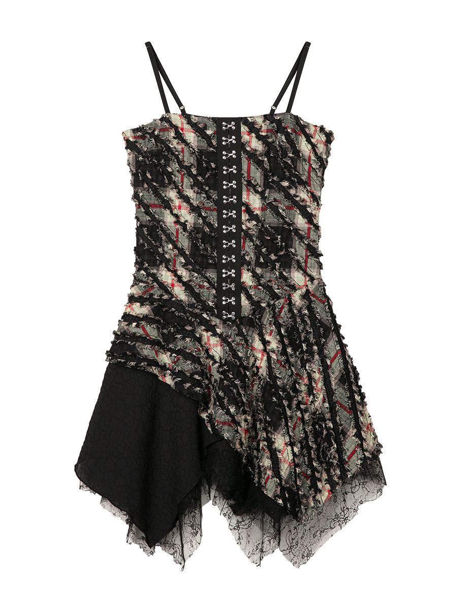 Asymmetry Mix Lace Mini-One-Piece