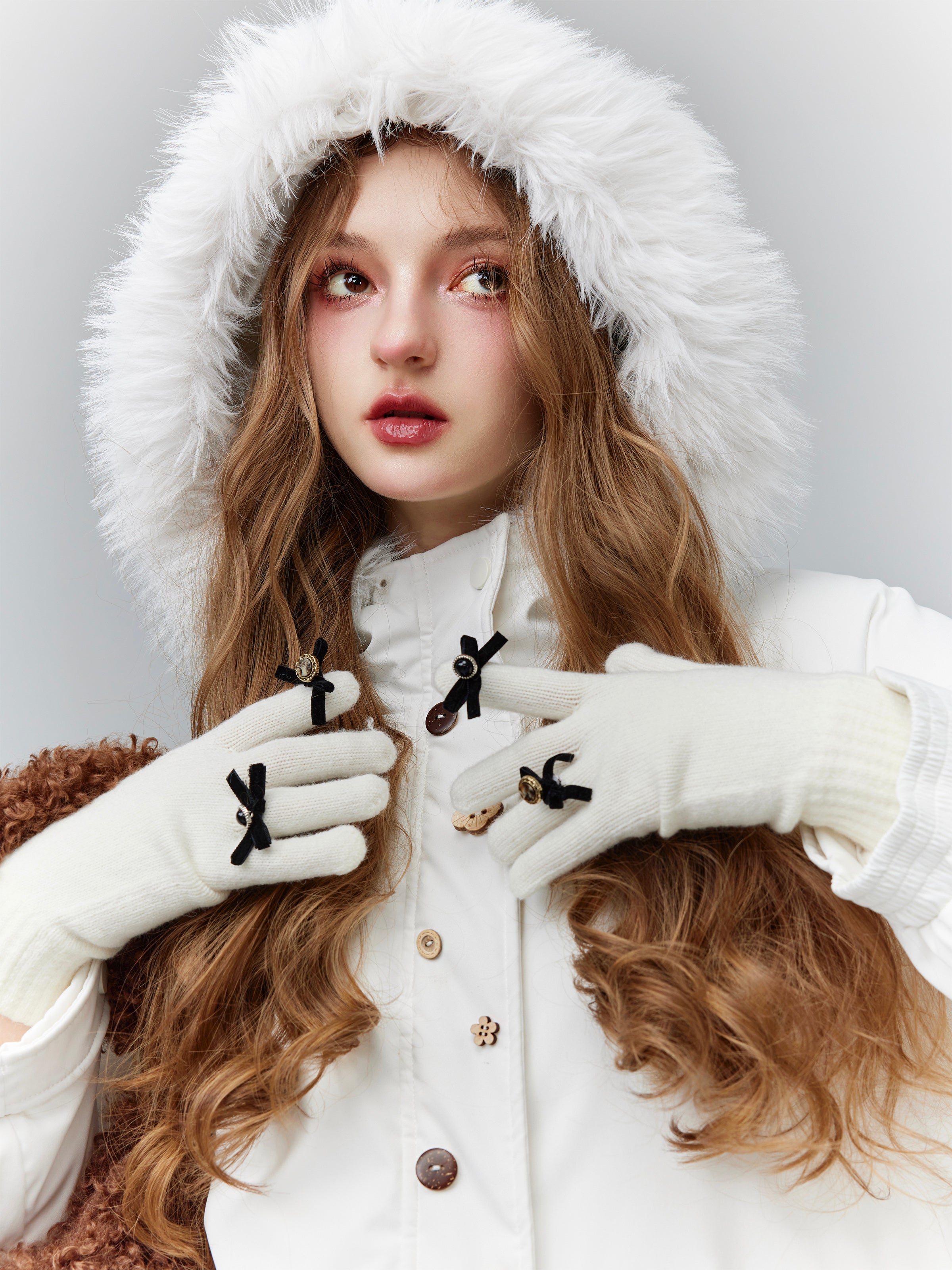 Fuh-Hood Classy Middle Cotton Chic White Down-Jacket