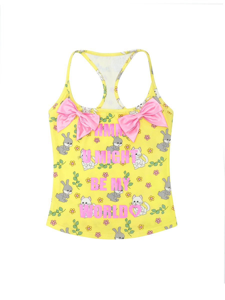 Ribbon Vivid Fancy Cat Rabbit Camisole