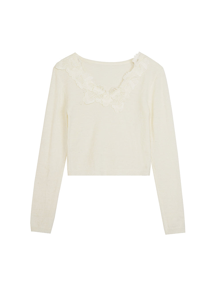 Flower Classy Chic Natural Slim Lace Knit
