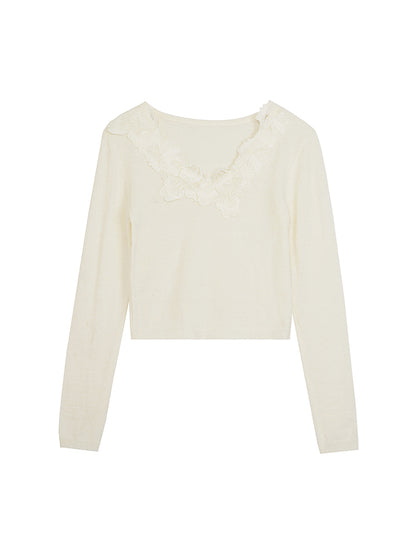 Flower Classy Chic Natural Slim Lace Knit