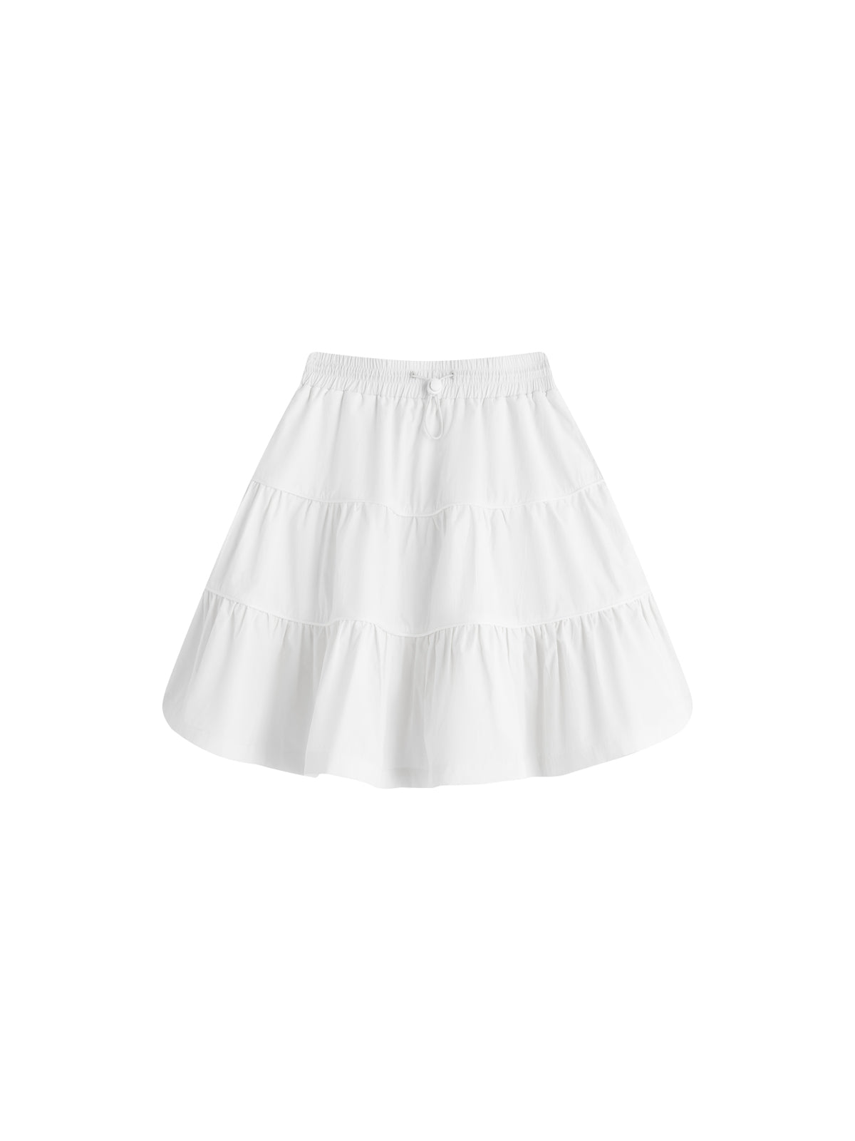 Fluffily Clean Drawstring Wrinkled Casual Tiered-Skirt