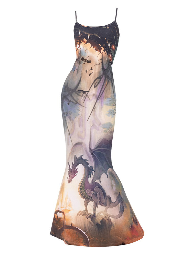 Tight Dragon Modern Camisole Long Fancy Dress