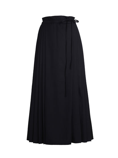 Box-Pleats Flare A-Line High-Waist Long-Skirt