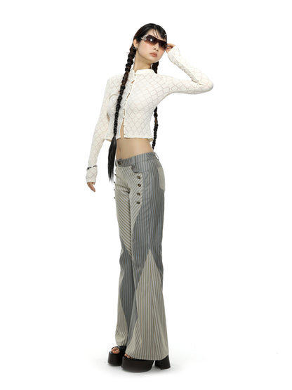 Stripe pantalon de nichi à rayures uniques