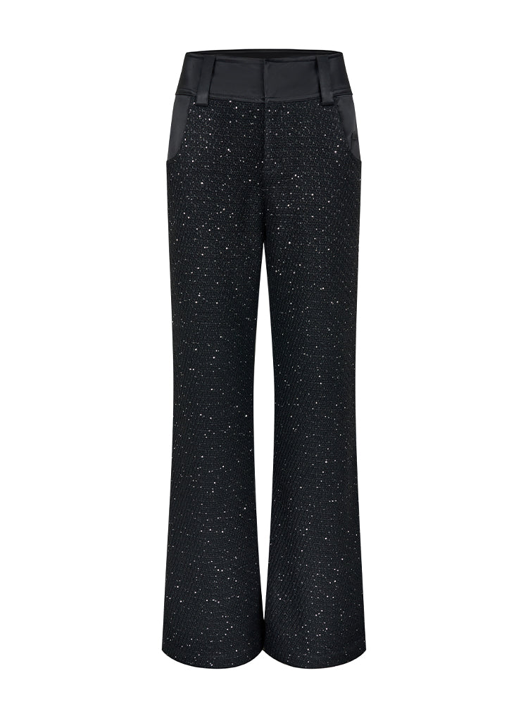 Sparkly Half-Design Nichi Loose Nichi Wide-Pants