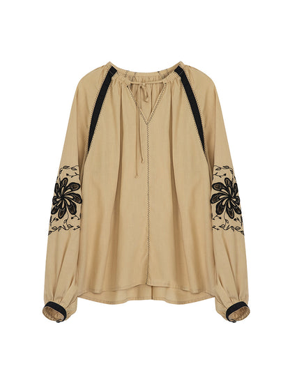 Bohemian Classy Chic Balloon-Sleeve Tassel Ethnic Blouse