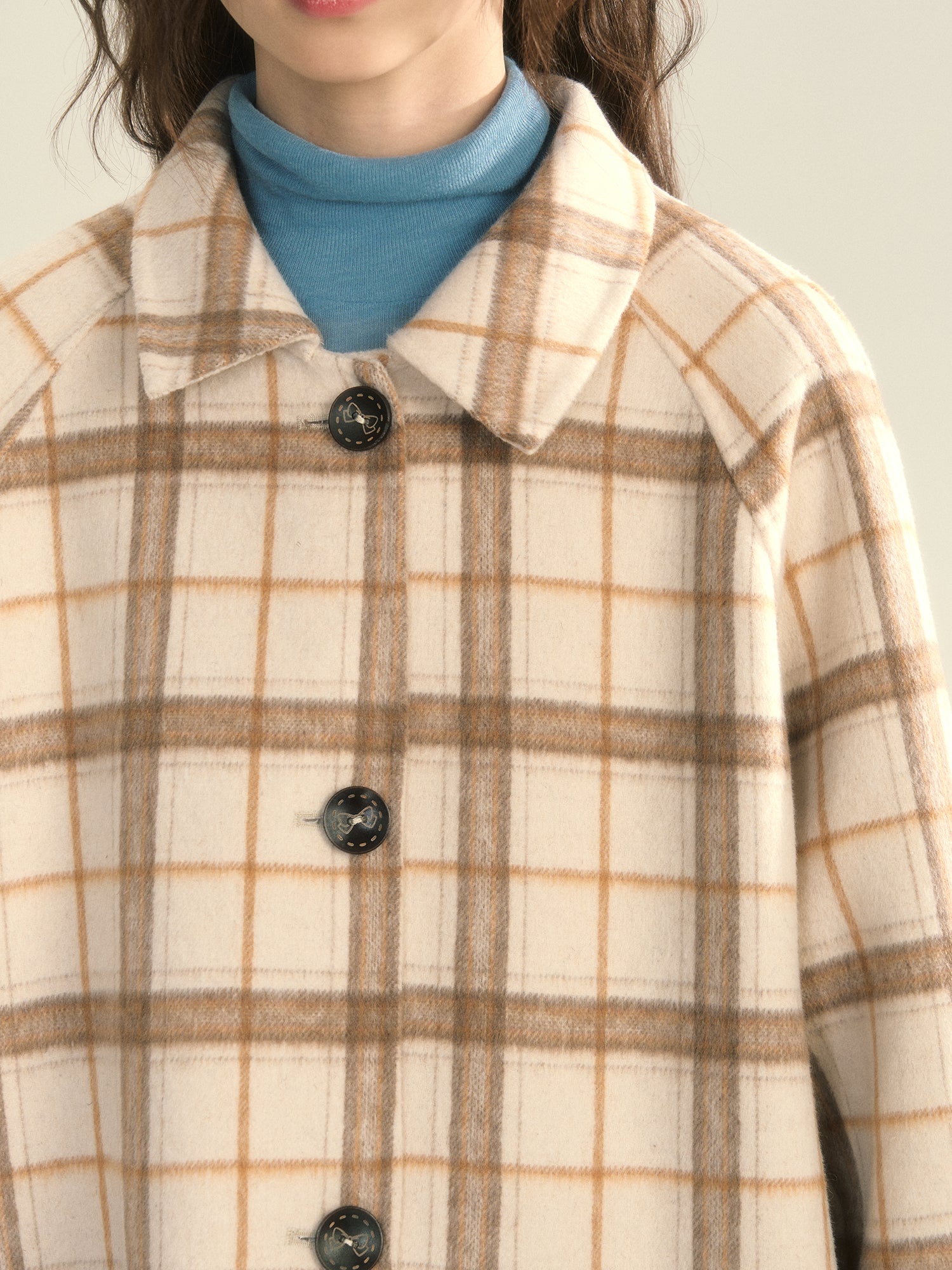 Muffler Reversible Plain Checked Retro Long Wool Stenkler-Coat