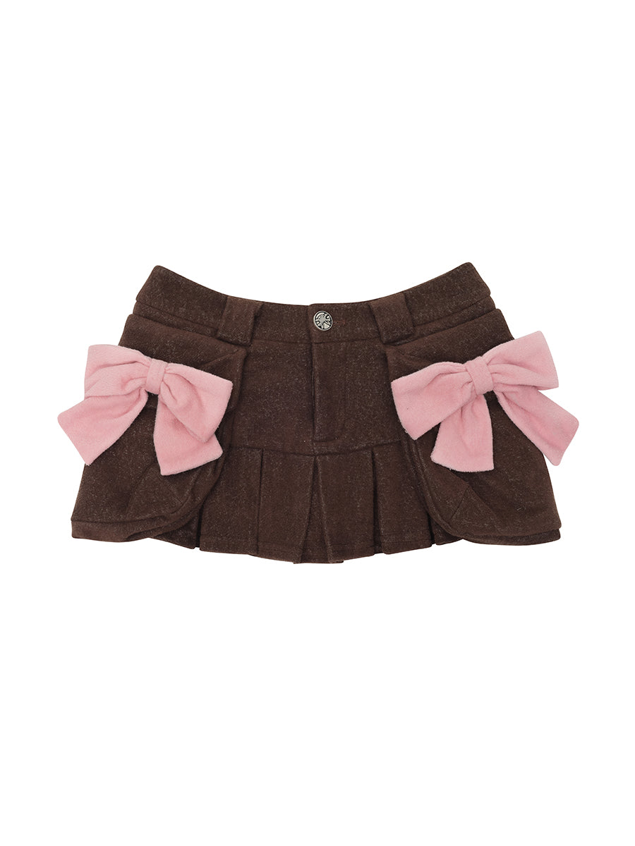 Ribbon Micro-Mini Box-Pleats Mini-Skirt