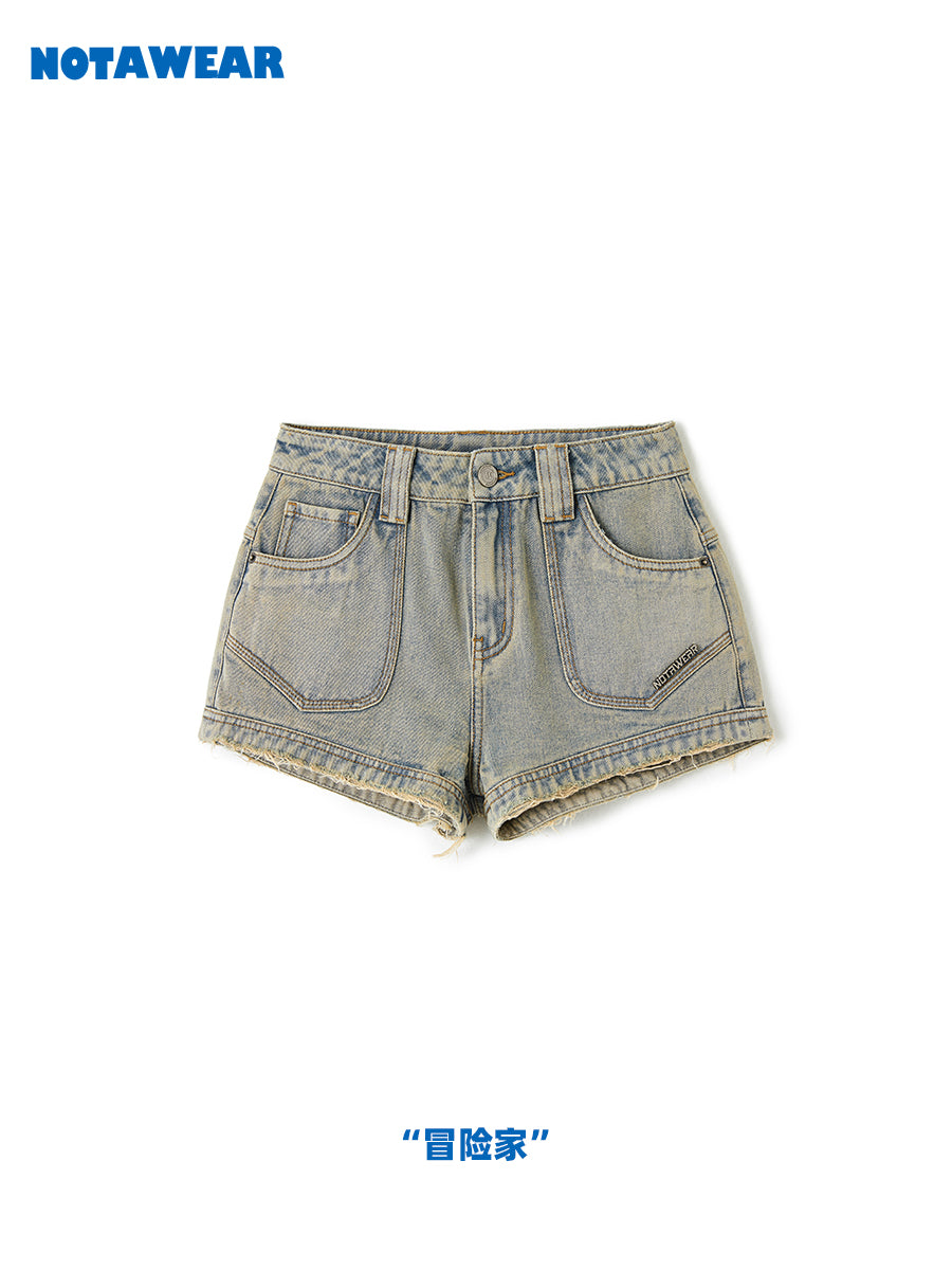 Faded Denim Short Hot-Pants