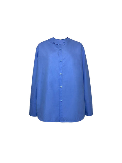 Band-Collar Vivid Simple Ovresize Plain Shirt