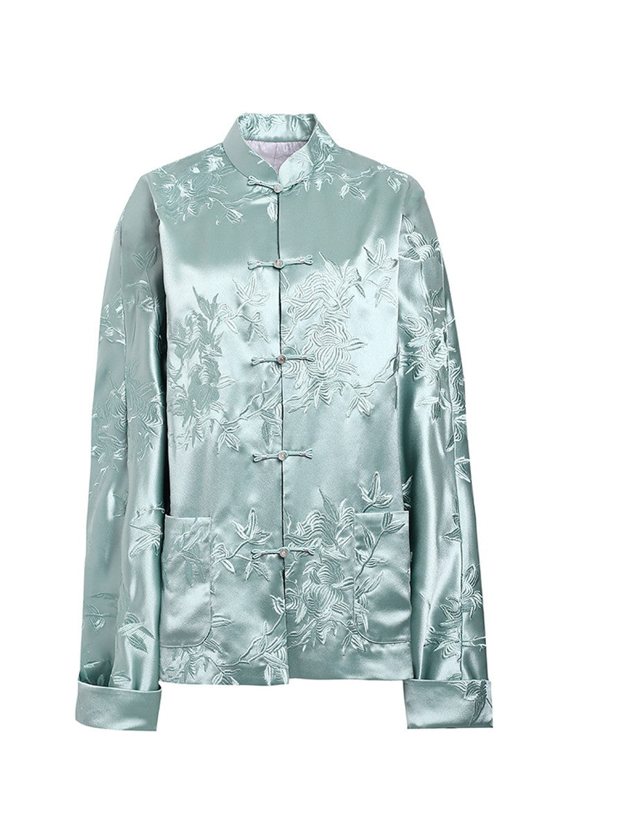 Embroidery Glossy China Flower Jacket