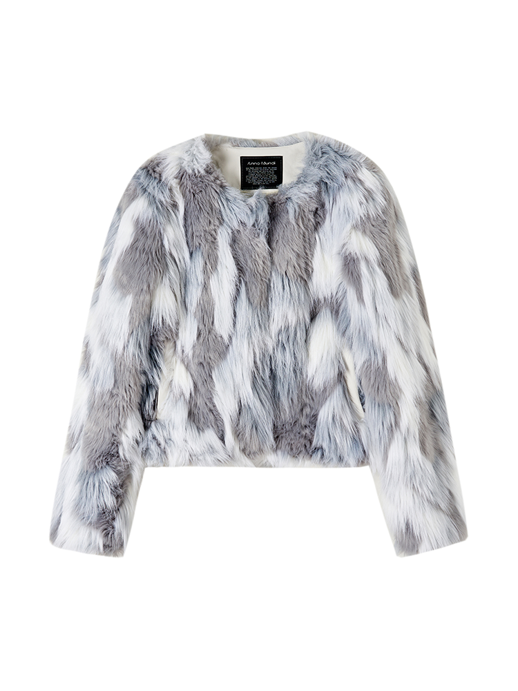 Fur eleagnnt bi-couleur veste sans col