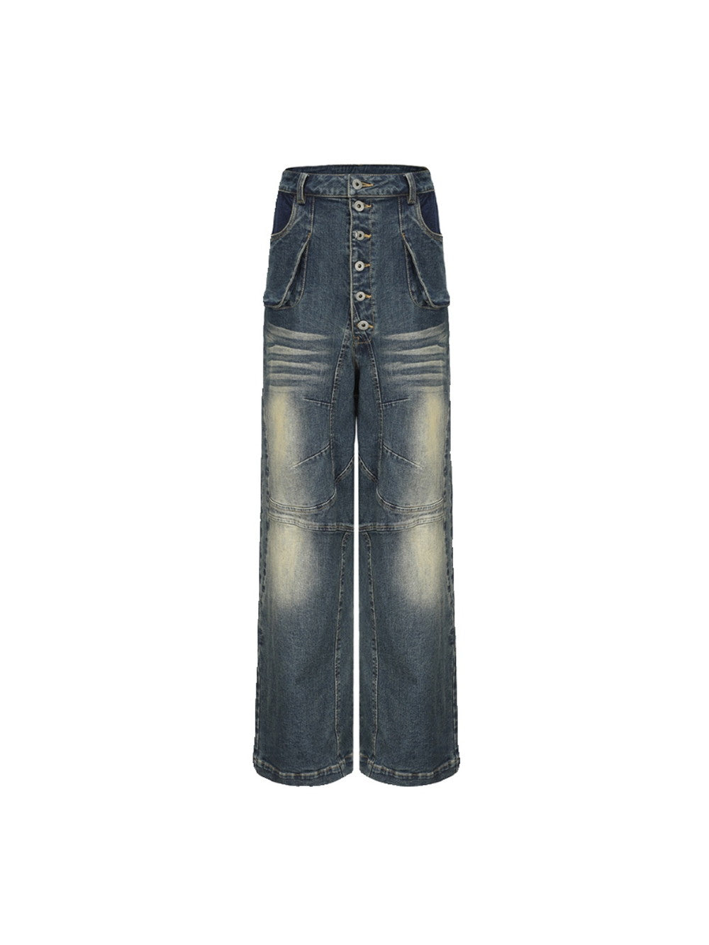 Denim-Bart wusch gerade hohe Hose mit hohen Ten