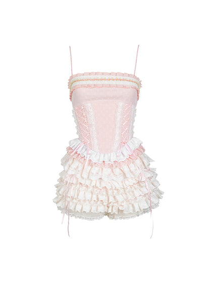 Schnürrand-Ribbon-Prinzessin Camisole &amp; Short-Hose