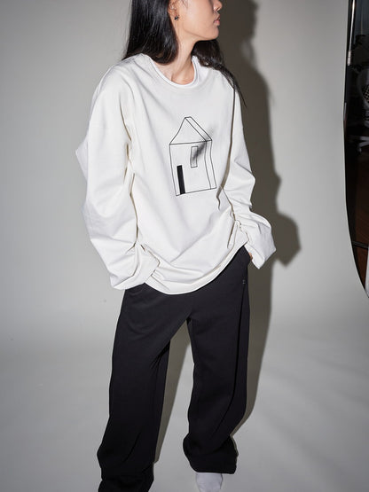 Casual Crew-Neck Spray House Unique Pullover