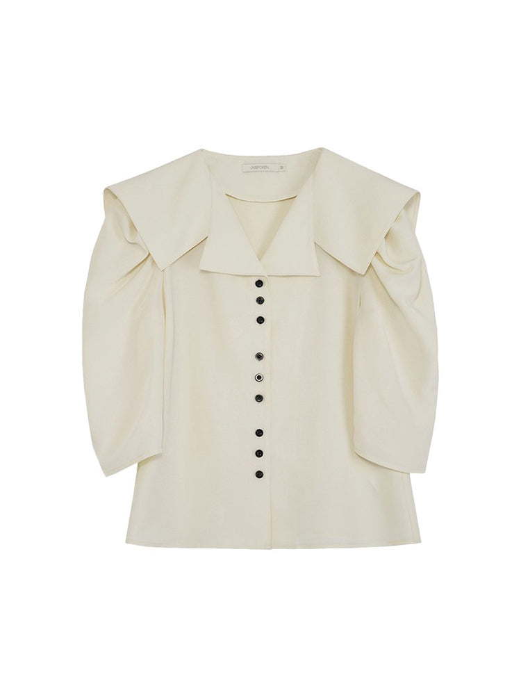 Sailor-collar Volume-shoulder Classy Blouse