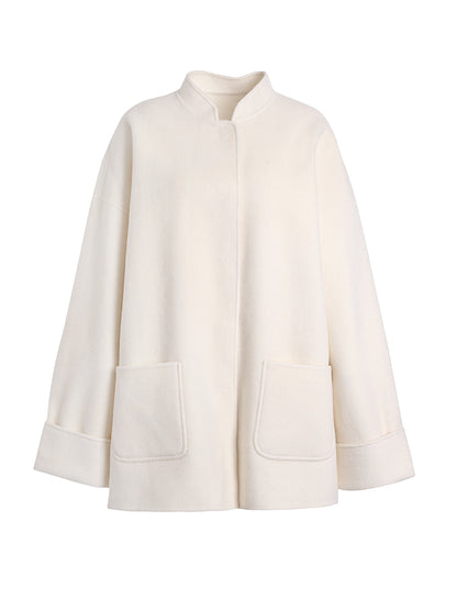 Mao-Collar Retro Clean Wool Coat