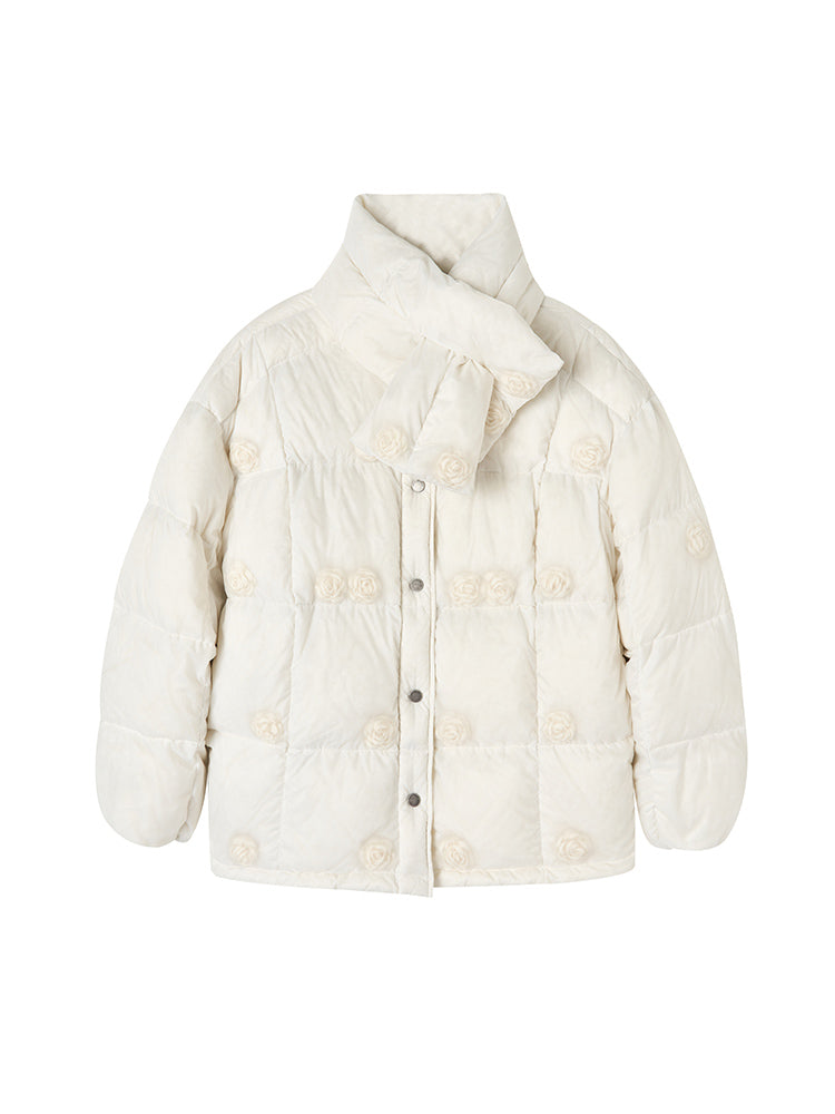 2WAY COTTON NO COLLER Simple Minkacler Down-Jacket