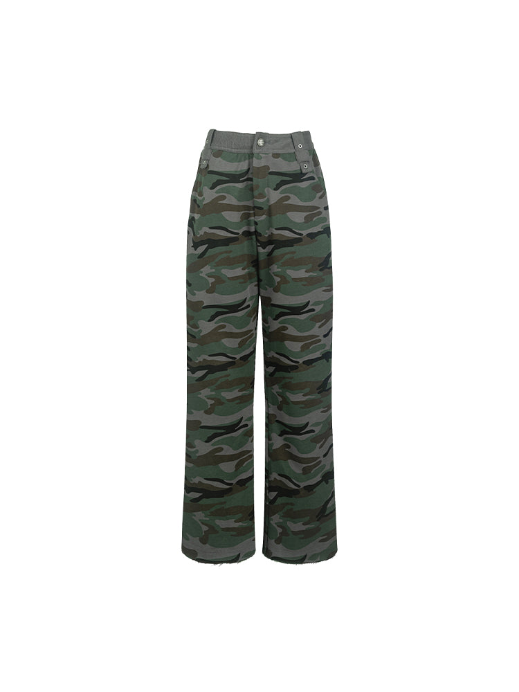 Camouflage Straight Casual Wide-Pants