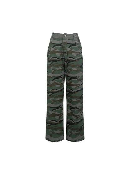 Camouflage Straight Casual Wide-Pants