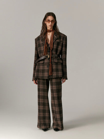 Checked Wool Classy Warm Retro Flare-Pants