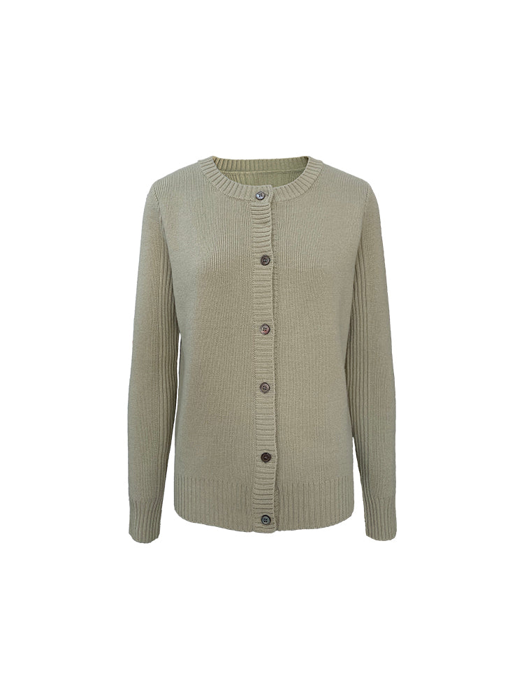 Knit Crew-Neck Simple Chic Retro Cardigan