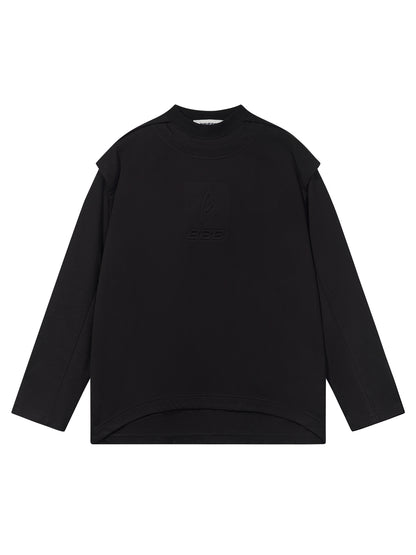 Fake-Two-Piece Three-Dimensional Plain Nichi Long-T-Shirt