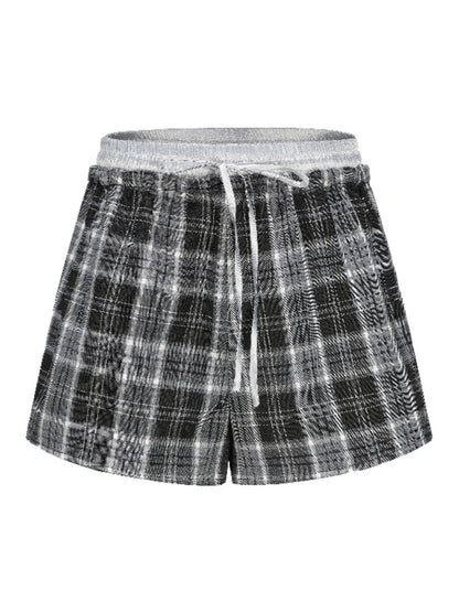 Checked Drawstring Casual Relax Short-Pants