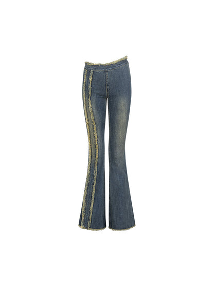 Tassel Denim Retro Flare-Patns