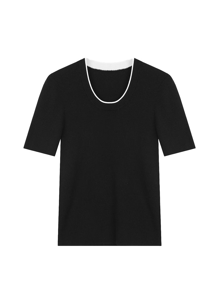 T-shirt simple de contraste chic