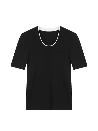 Contrast Chic Simple T-Shirt