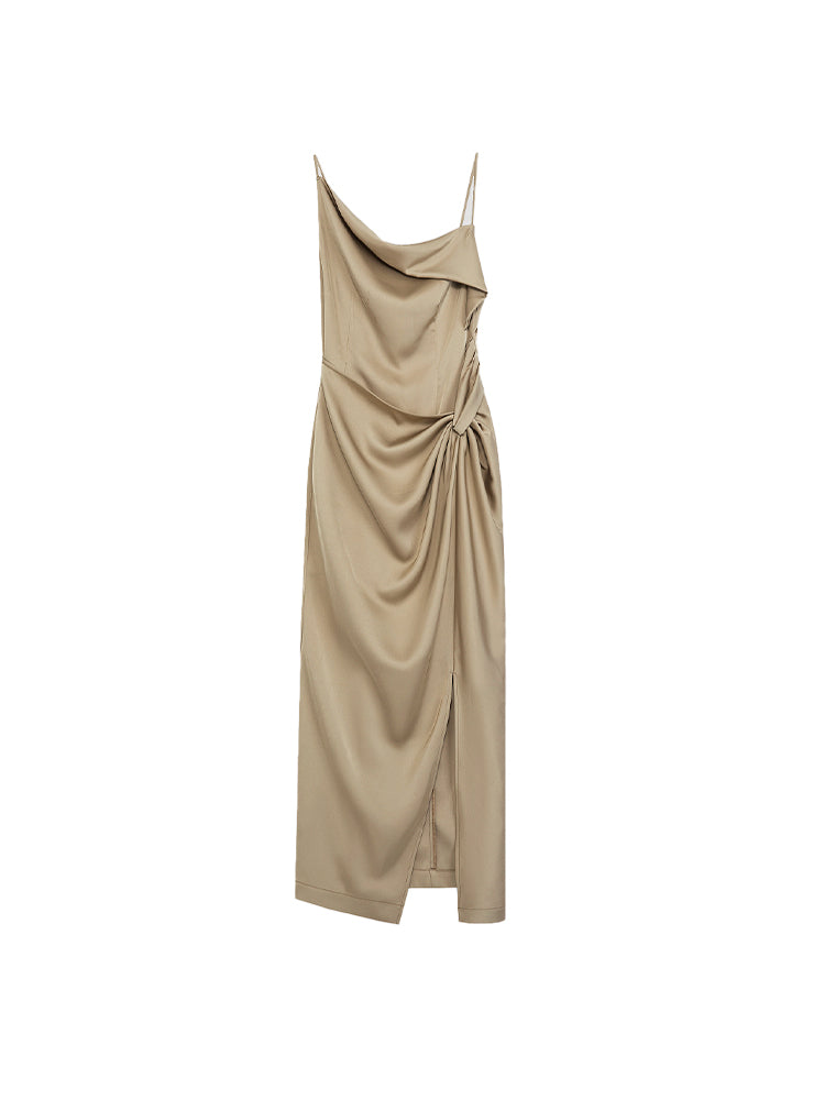 Frape Elegant Long Classy Asymmetry Satin One-piece