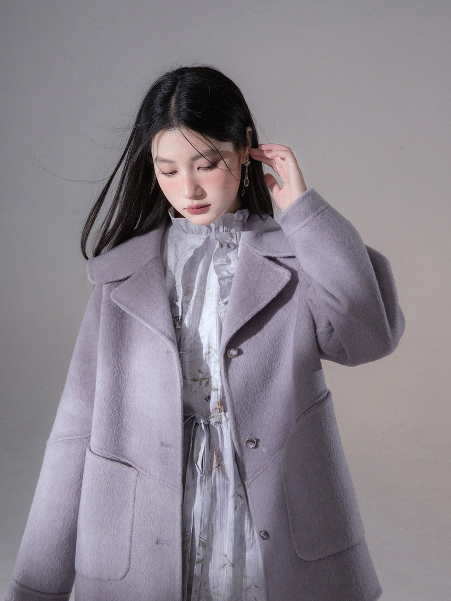 Big-Collar Retro Wool Long-Coat