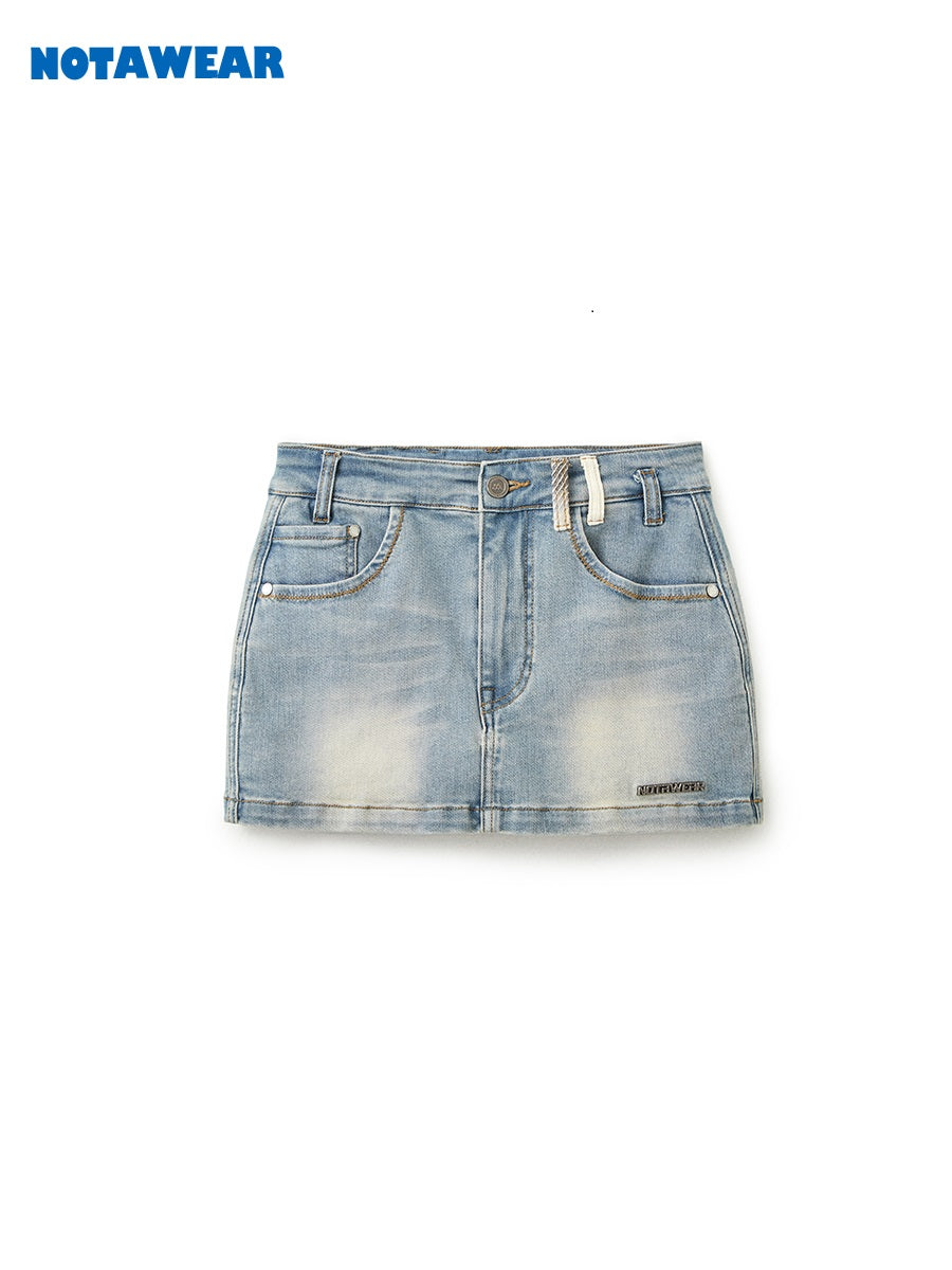 Mcro-mini Denim Casual Faded Skirt