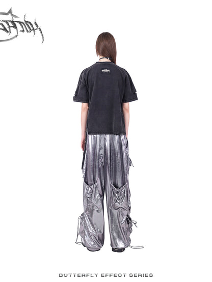 Ribbon Nichi Side Cut Punk Oversize T-Shirt